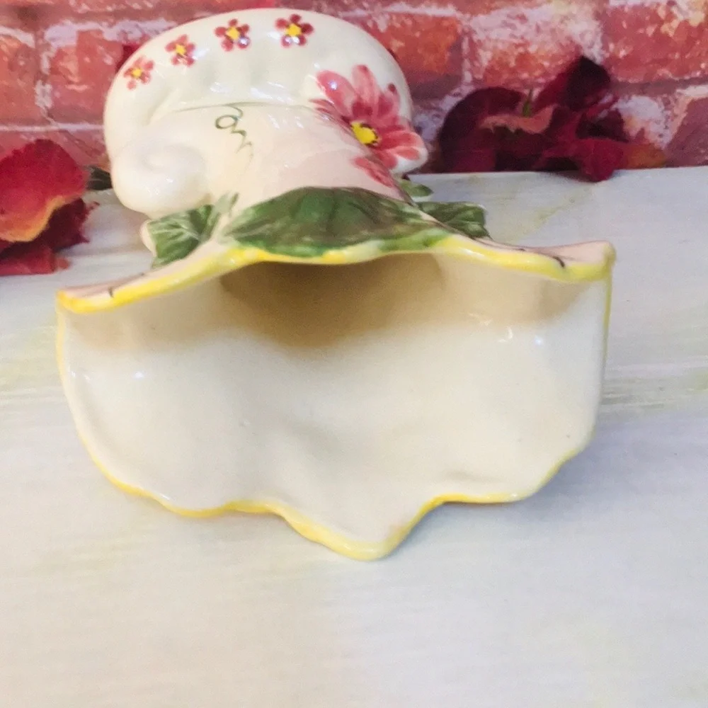 Vintage MCM White Ceramic Floral Fan Vase